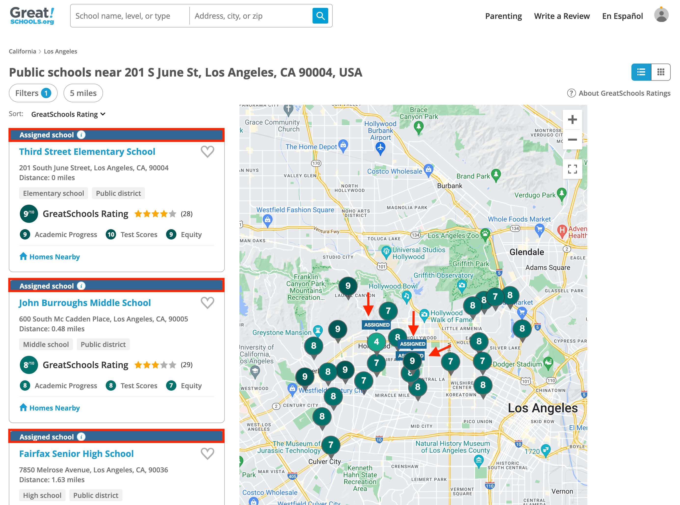 assigned school by address california